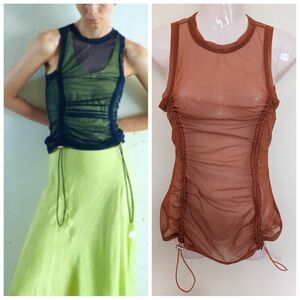 NOMIA Mesh Gathered Bungee Tank Small Orange